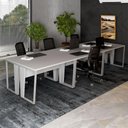 Ver imagem 1 de Mesa Trabalho Escritório 6 Pessoas 360cm Pé Metal F5 Office Cor:cinza