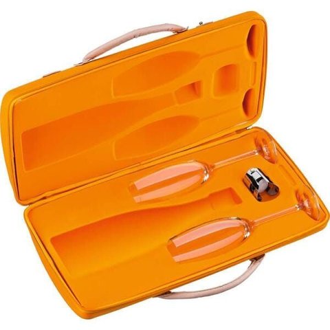Bolsa Eva Laranja com Tampa - 1 Garrafa e 2 Taças Espumante