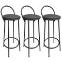 Ver imagem 1 de Kit 3 Banquetas Alta Drink Estofada de Metal Banco Alto para Cozinha Bar Balcão Preta