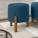 Ver imagem 3 de Kit 2 Puffs Decorativo Redondo Banqueta Sala Quarto Escritório Pés Madeira Zuppy - Azul Suede