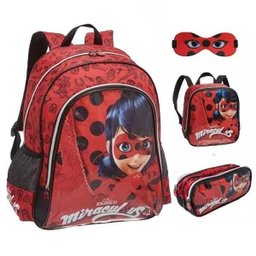 Kit Mochila Escolar Ladybug Tam G Costas - 1 Kit Mochila Escolar Ladybug Tam G Costas - 1