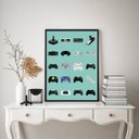 Ver imagem 1 de Quadro Decorativo Controles Vídeo Game 24x18cm - com Vidro:moldura Preta