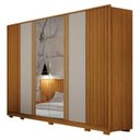 Ver imagem 2 de Guarda Roupa Casal Evo 6 Portas com Espelho Cinamomo e Off-white com Cômoda San Marino 8 Gavetas