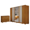 Ver imagem 1 de Guarda Roupa Casal Evo 6 Portas com Espelho Cinamomo e Off-white com Cômoda San Marino 8 Gavetas