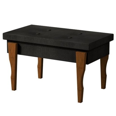 Recamier Calçadeira Banco Puff Captonê Pés Madeira 0,80 Espanha:preto