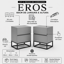 Ver imagem 2 de Kit 2 Mesas de Cabeceira Eros Cinza 60cm Pés de Ferro Preto Moderno Estilo Industrial