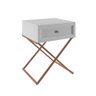 Mesa de Cabeceira Cotia 45Cm Baixa 1 Gaveta Branco com Cobre - 1
