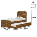 Ver imagem 2 de Cama Solteiro Bicama Bibox com Auxiliar Luiza:malbec