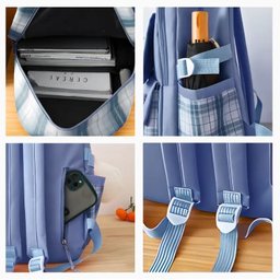 Conjunto Completo de Mochila e Acessório Luxuoso - Azul - 4