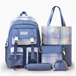 Conjunto Completo de Mochila e Acessório Luxuoso - Azul - 1