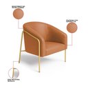 Ver imagem 3 de Poltrona Sala Industrial Alta Dourado Kit 2 Stella Sintético Pu Whisky D03 - D’Rossi