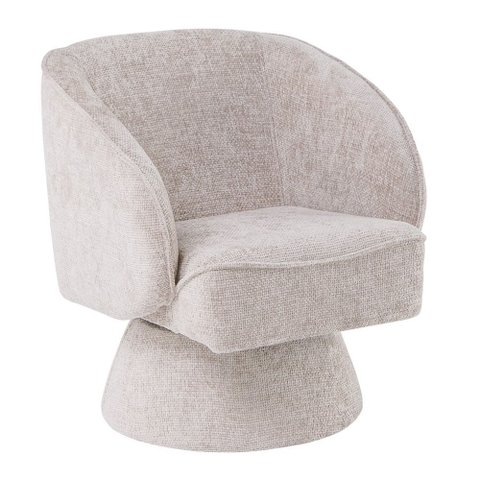 Poltrona Decorativa Agnes Base Giratória Linhão Aveludado Off White - Nexta Casa