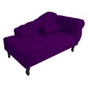 Ver imagem 2 de Recamier Decorativo Divã Larissa Lado Esquerdo Suede Roxo Pés Madeira Ms Decor