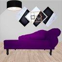 Ver imagem 3 de Recamier Decorativo Divã Larissa Lado Esquerdo Suede Roxo Pés Madeira Ms Decor