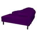 Ver imagem 1 de Recamier Decorativo Divã Larissa Lado Esquerdo Suede Roxo Pés Madeira Ms Decor