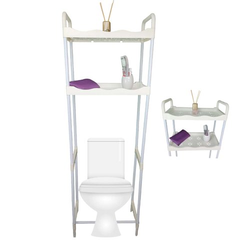 Rack Estante Banheiro 2 Prateleiras Vaso Sanitario Casa Organizaçao Lavanderia Cozinha Armazenamento