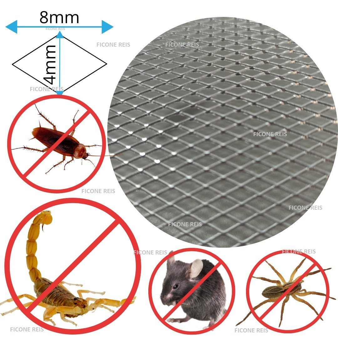 Tela Alumínio 50cm x 100cm Anti Escorpião, Barata e Rato para Ralo, Máquina e Fogão - 3
