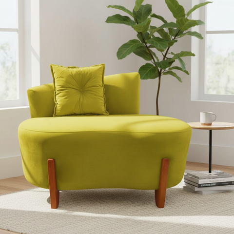 Namoradeira Sofá Feijão Luna 100cm Orgânica Suede Amarelo