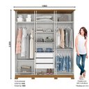 Ver imagem 2 de Guarda-roupa 195cm 6 Portas 3 Gavetas Cover Henn - Off White/nature