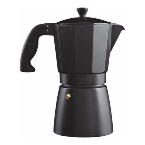 Cafeteira Italiana Preta Em Alumínio Capacidade 06 Xícaras