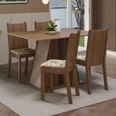 Ver imagem 1 de Conjunto Sala de Jantar Mesa Tampo de Madeira 4 Cadeiras Rustic/crema/lírio Bege Marilyn Madesa