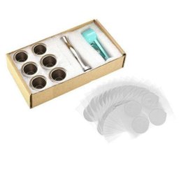 Kit 6 Cápsulas Nespresso Reutilizável Inox + Tamper + 120 Selos - 1