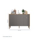Ver imagem 3 de Balcão 3 Portas 1 Gaveta 120cm Soul Cinza/Freijó/Gris