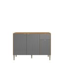 Ver imagem 2 de Balcão 3 Portas 1 Gaveta 120cm Soul Cinza/Freijó/Gris