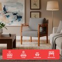 Ver imagem 3 de Kit 4 Poltrona Sala Decorativa Dallas Estofada Boucle Cinza Base Madeira Castanho - Arkell
