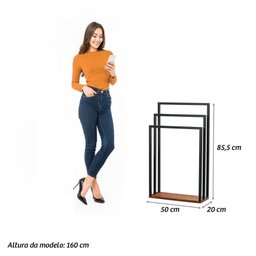 Toalheiro Porta Toalha de Piso Lavabo Gênova D01 Peroba - Inoviza - 4