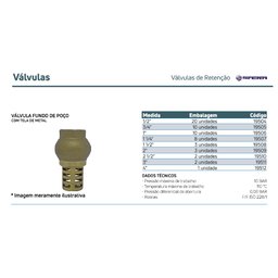 Válvula Fundo De Poço Com Tela De Metal 3/4 Pol Emmeti - 2