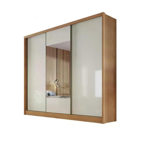 Guarda Roupa Arezzo 3 Portas 8 Gavetas 1 Espelho Cor:cumaru Fendi