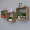 Kit com 3 Nichos Decoração para Sala Madeira 30x30x12cm - 2