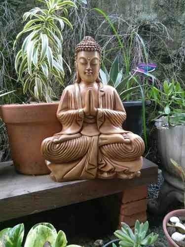 Estátua Estatueta Buda Yoga Gesso Decoração 46 Cm + Brinde - Marrom - 5