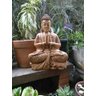 Estátua Estatueta Buda Yoga Gesso Decoração 46 Cm + Brinde - Marrom - 5