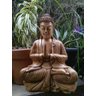 Estátua Estatueta Buda Yoga Gesso Decoração 46 Cm + Brinde - Marrom - 4