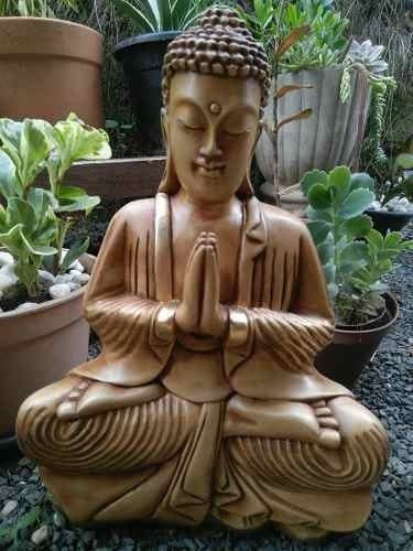 Estátua Estatueta Buda Yoga Gesso Decoração 46 Cm + Brinde - Marrom - 3