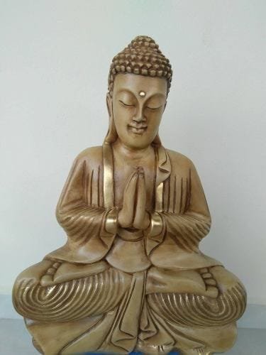 Estátua Estatueta Buda Yoga Gesso Decoração 46 Cm + Brinde - Marrom - 2