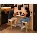 Ver imagem 3 de Mesa Jantar Aparador Bancada Alta Industrial 190x80cm Tampo Branco Pés Dourado