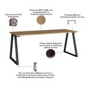 Ver imagem 4 de Mesa Escrivaninha Industrial Home Office 160cm Idea A03 Nogal Sevilha Preto - Lyam Decor