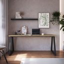 Ver imagem 1 de Mesa Escrivaninha Industrial Home Office 160cm Idea A03 Nogal Sevilha Preto - Lyam Decor