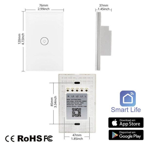 Interruptor Inteligente Wifi Nova Digital WsUsRf