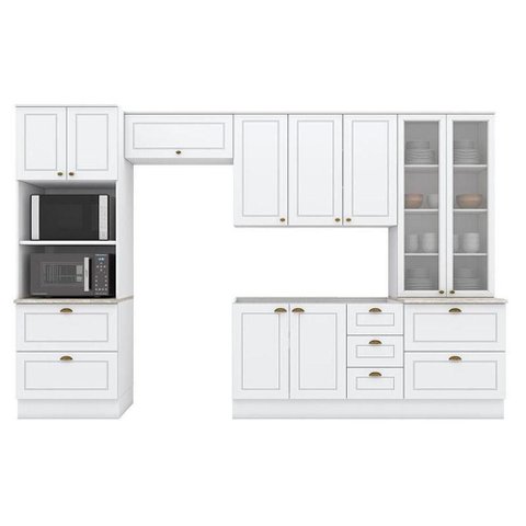 Cozinha Modulada Americana 5 Peças com Cristaleira Branco Hp – Henn