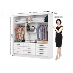 Guarda Roupa 3 Porta Correr com Espelho e 9 Gavetas Sevilha– Branco - 2