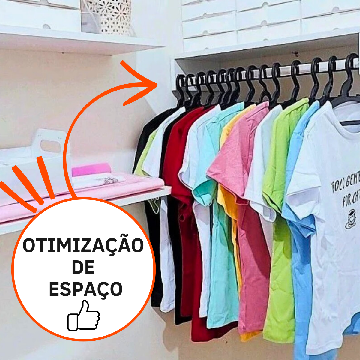 Cabideiro Arara Prateleira Organizador de Roupas Branco Preto Closet Quarto Lavanderia Vitrine 60 Cm - 7