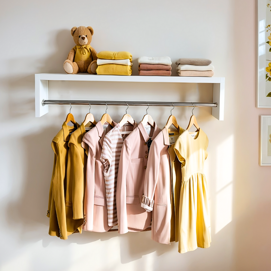 Cabideiro Arara Prateleira Organizador de Roupas Branco Preto Closet Quarto Lavanderia Vitrine 60 Cm