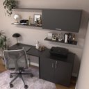 Ver imagem 1 de Escrivaninha Mesa Escritório com Armário Baixo e Aéreo com Chave Modular Conjuntocubos 170cm Preto
