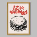 Ver imagem 1 de Quadro Cozinha I Love Hamburger - 45x30cm - Moldura Padrão Madeira