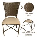 Ver imagem 3 de 4 Cadeira Vivara Mesa Jantar Estofada Cozinha Fibra Sintética Areia