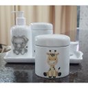 Ver imagem 6 de Kit Higiene Bebê Safari 5 Peças - Bandeja, Potes, Porta Álcool e Molhadeira - Tudo Porcelana